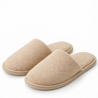 Set Bata + Pantuflas Franela Suave Chantilly Beige