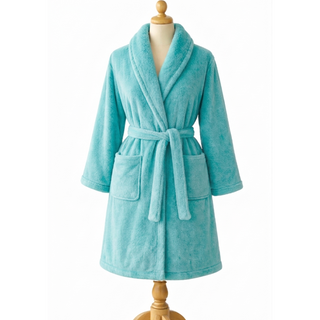 Set Bata + Pantuflas Franela Suave Chantilly Acqua