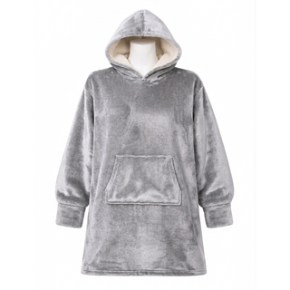 Poleron Manta Overside Sherpa Extra Cálido Chantilly Gris Plata