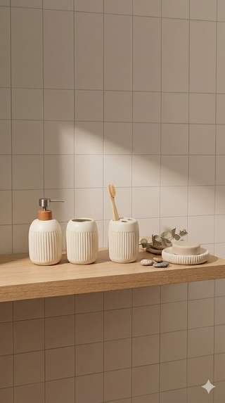 Set Accesorios Baño 4 Piezas Bosco Beige