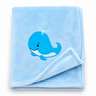 Manta Bordada Flannel Fleece 75 X 100 Cm Ballena