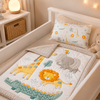 Set Cubrecama Cuna + Cojin Animales