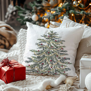 Funda Cojín Pino Navideño Bordado 40x40 cm