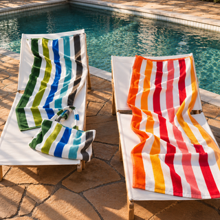 Toalla de Playa de Microfibra 70x140 cm con Bolso Integrado Rayas Verde y Gris