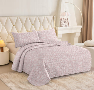 Quilt estampado Flores Malva 2 plazas Malva