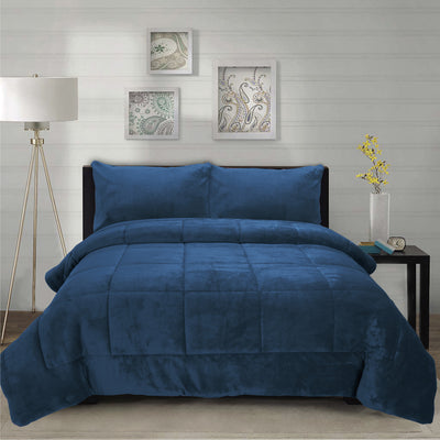 Cubrecama Coral Termico 2P Color Azulino - azul