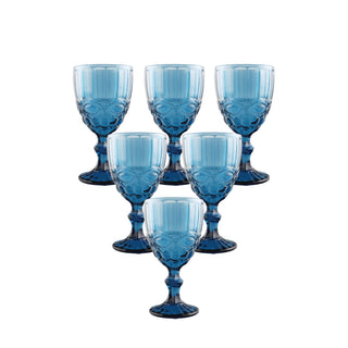 Set Copa Vino Tallada Ana 8X15,5Cm Azul