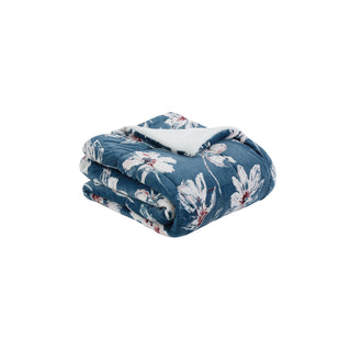 Cubrecama Coral Termico Flores Blancas 2P