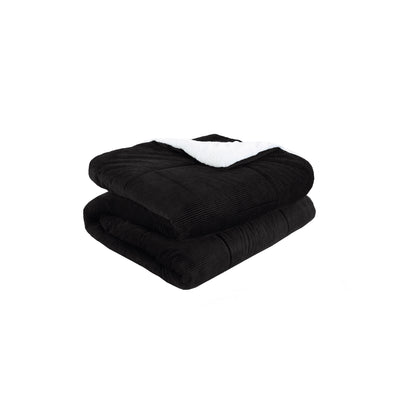 Cubrecama Corduroy Termico 2P - Negro - negro