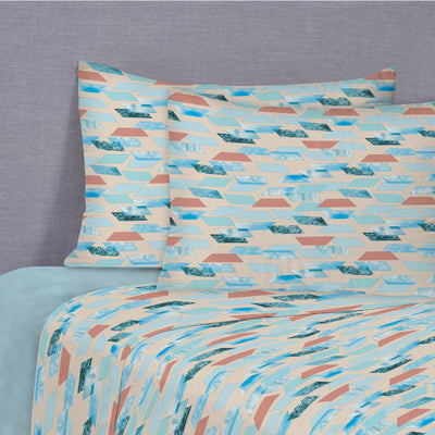 Sábanas 144H Estampadas King Painting Celeste - celeste