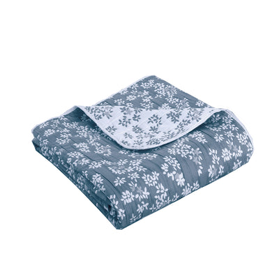 Cubrecama Jacquard Bordado King Azul - azul