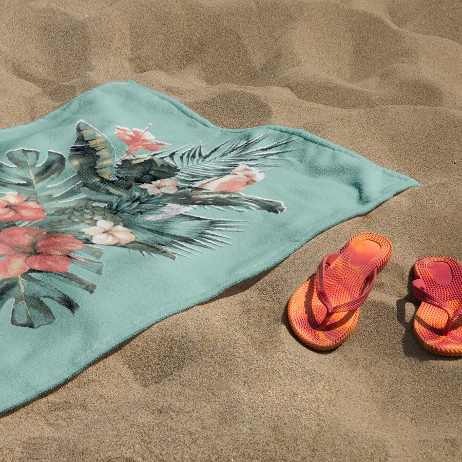 Toalla De Playa Algodón Diseño Flores 75X150Cm