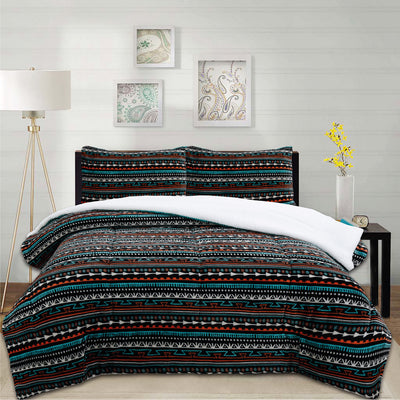 Cubrecama Coral Termico Greca Multi 2P - multicolor