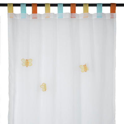 Cortina Velo Bordado Jx 140X230 Abejorro - blanco