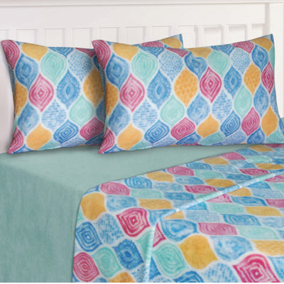 Sábanas Polar Estampada Gotas Diseño 1 2 Plazas - multicolor