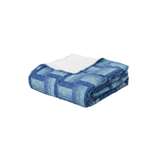 Cubrecama Ruffle Sherpa Patch Azul 1.5P