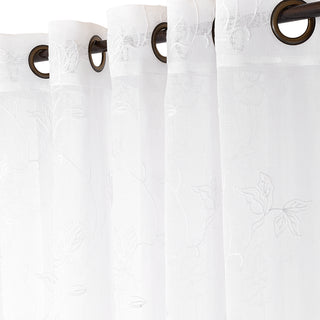 Set 2 Velos De Cortina Bordado Blanco 140X220 Bosque