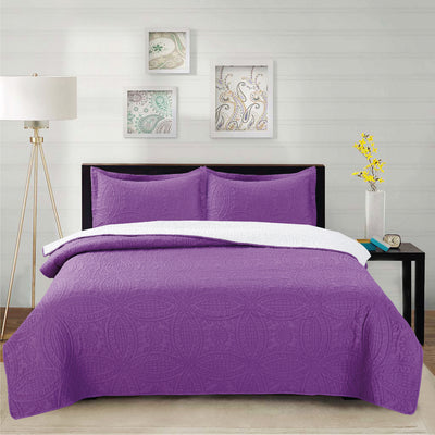 Cubrecama Micro Ultra Sherpa 1.5P Color Morado - morado