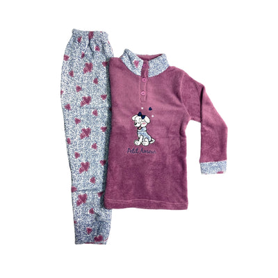 Pijama Niña Corazones T6 Rosado - rosado