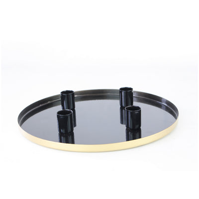 Candelabro Bandeja Negro  Velas 2,2 Cm De Diámetro - negro