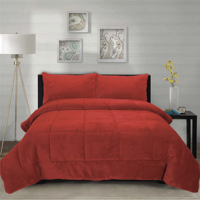 Cubrecama Coral Termico 1.5P Color Rojo Italiano - rojo