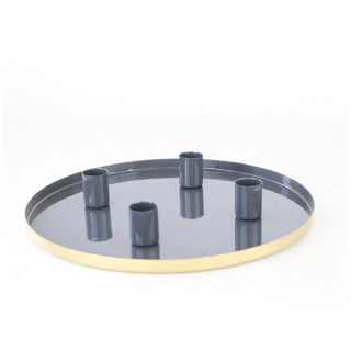 Candelabro Bandeja Gris  Velas 2,2 Cm De Diámetro
