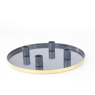 Candelabro Bandeja Gris  Velas 2,2 Cm De Diámetro - gris