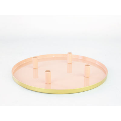 Candelabro Bandeja Rosa  Velas 2,2 Cm De Diámetro - rosa