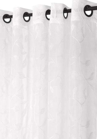 Set 2 Velos De Cortina Bordado Blanco 140X230 Cm Marfil - blanco