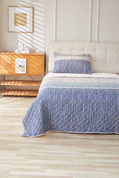 Quilt Sherpa Estampado Blue Frames