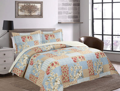 Quilt Patchwork Sherpa Celeste Floral