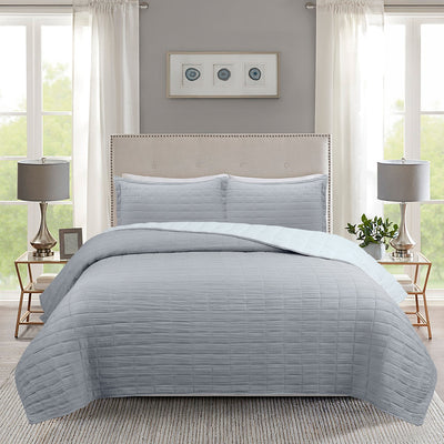 Cubrecama Crinkle Sherpa Liso - gris claro