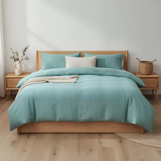 Funda plumón de lino 250 x 240 cm agua