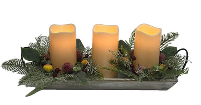 Arreglo Floral C/3 Velas Led  295
