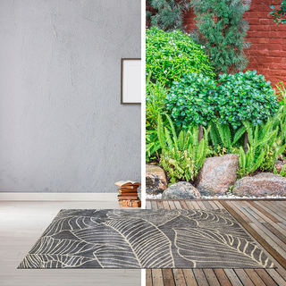 ALFOMBRA 200 X 290 NATURA HOJAS GRIS