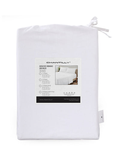 Sábanas 200H Lisas - blanco c/ azul