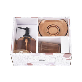 Set Vidrio Baño 3 Pcs Ilusión Café