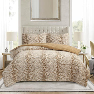 Plumón Animal Print Sherpa Extra Cálido Chantilly 2 Plazas Ivory