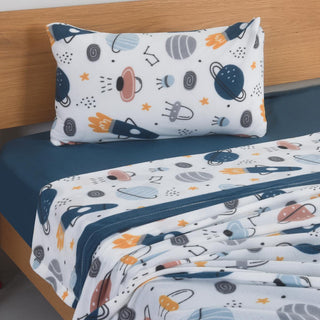 Sábanas Polar Estampada Espacial 1 plaza Multicolor