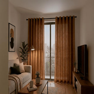 Cortina Jacquard 2 Pcs Atacama 140X220 Chocolate