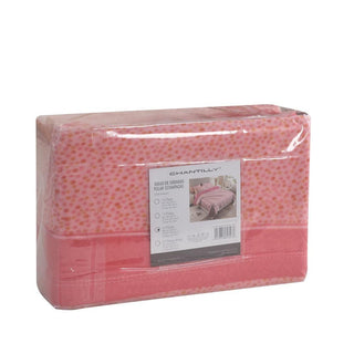 Juego de Sábanas Estampado Polar Térmico Chantilly 1 Plaza Rosado