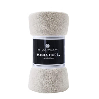 Manta Coral Fleece Ultra Suave Chantilly 125x150 cm Gris Intenso