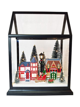 Villa Navideña Transparente Luz y Música 33 cm