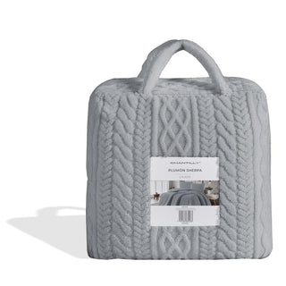 Plumón Trenza Sherpa Extra Cálido Chantilly 2 Plazas Gris Plata
