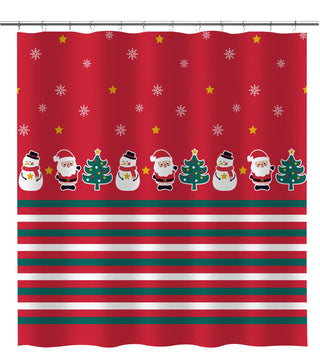 Set Cortina Baño Navideña 15 Piezas Rojo