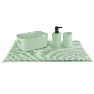 Set Baño 4 Pcs Canasto+Piso+Dispen. Verde