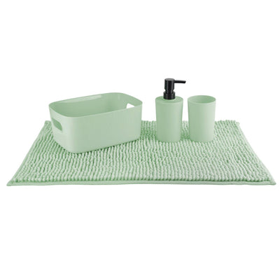 Set Baño 4 Pcs Canasto+Piso+Dispen. Verde