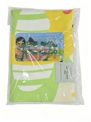 Set de Playa Infantil Toalla Microfibra 70x140 cm + Lentes de Natación Verde Claro