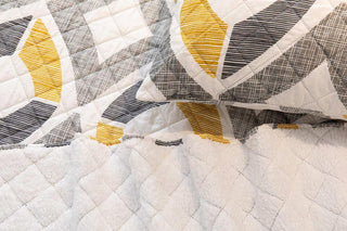 Cubrecama Quilt Estampado Sherpa Extra Cálido Chantilly 1.5 Plazas Gris Marengo