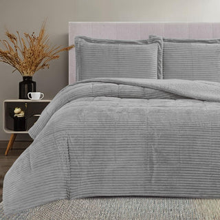 Plumón Sherpa Extra Cálido Chantilly 1.5 Plazas Gris Plata